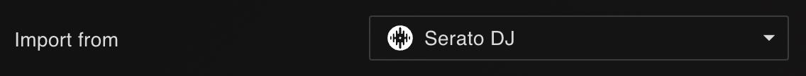 Selecting Serato as the source in the Lexicon import dropdown