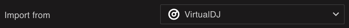 Selecting VirtualDJ as the source in the Lexicon import dropdown